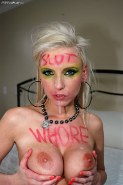 dirtysadisticbastard:  Of course, not all cunts are literate, so if you can’t spell the word “whore” you can always let a man write on you and turn your body into a sign. Don’t worry, we know what to write.