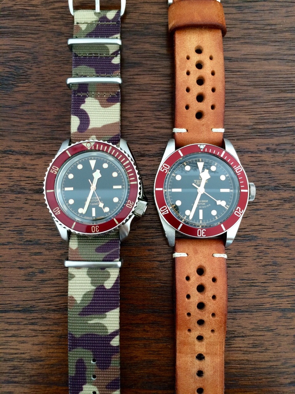 Strapped To A Watch — Left: Seiko BB mod by Yobokies on a camo nato from...