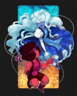 sadynax:  Ruby &amp; Sapphire. Me and my friend wanted to order some ass-fine-sparkle- bookmarks but they were booked up so we need to wait after x-max to get those bookmarks :’C And this was the image I wanted to use.———-You can find this on