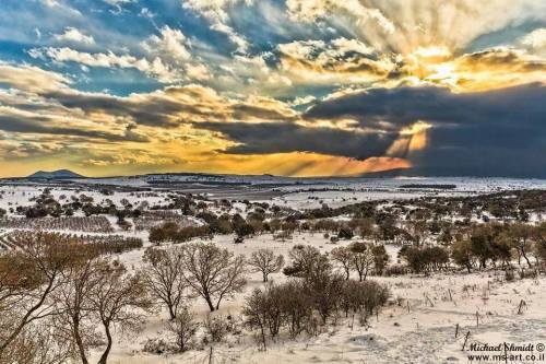 eretzyisrael: What a beautiful view of Golan, Israel covered in Snow!  Photographer: michael.shmidt.