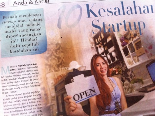 Menjadi narasumber artikel tentang startup di Tabloid Nova