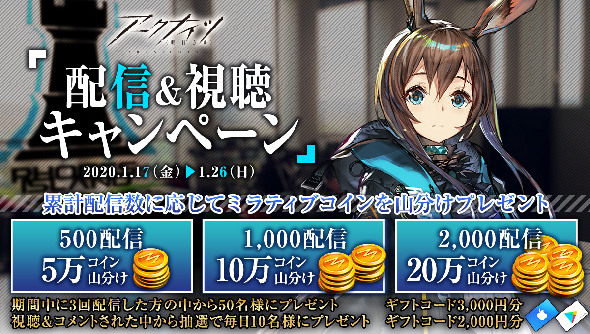 Mirrativ 1 17 1 26 リリース記念 アークナイツ 配信 視聴キャンペーン プレゼントgetのチャンス Mirrativ 1 17 1 26 リリース記念 アークナイツ 配信 視聴キャンペーン プレゼントgetのチャンス