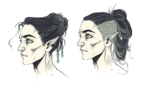 When Im Bored/tired/stressed I Sketch Hairdos, Mostly For My Swashbuckling Rogue. He Needs More Fancy