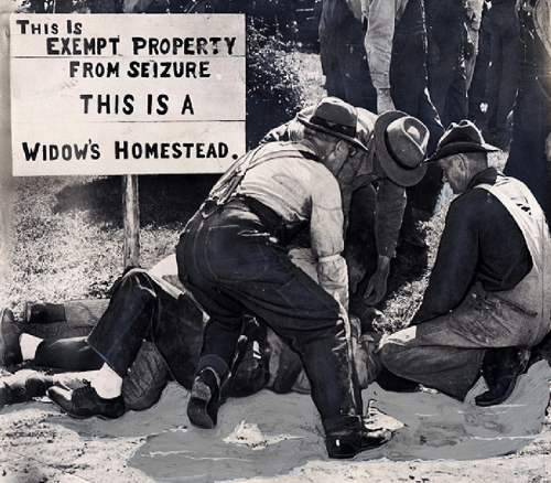 theweirdwideweb:Farmers “arrest” the sheriff who was attempting to evict a woman from he