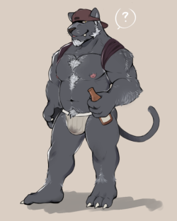 stuffedeggs:panther pro chilling with a beer