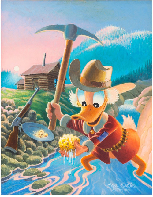 talesfromweirdland:Uncle Scrooge makes a discovery. Carl Barks, Eureka a Goose Egg Nugget (1996). Ba