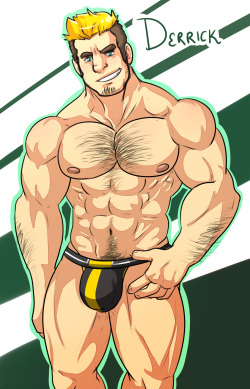 thewildwolfy:  My part of the art trade with nitsa09! His very hunky OC Derrick~