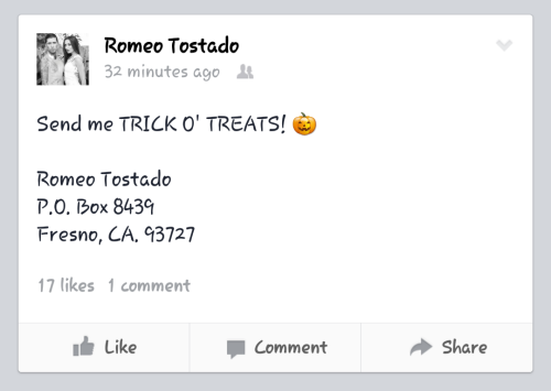 Love Romeo send him fan mail and stuff