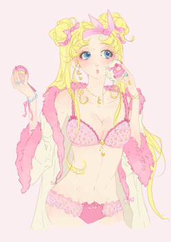 eloquently-filthy:  Sailor Moon characters as lingerie models. 