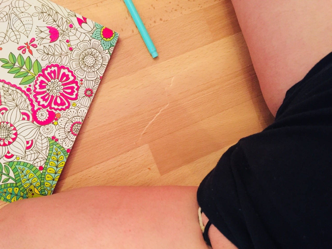*laying o the floor, coloring and watching tv when suddenly sits up and looks down*&hellip;“You