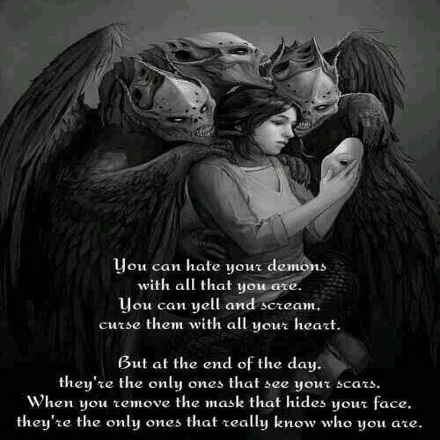 Nightmares Vengance on Tumblr: #demon #demons #yell #scream #curse #heart  #scars #mask #dark #darkness #darkquotes #quote #quotes #goth #gothic