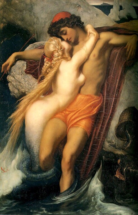 midnight-summerx:‘The Fisherman and the Siren’ - Frederic Leighton1856-1858, oil on canvas, Bristol 