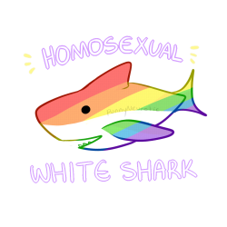 punnyneurotic:  brain-trumps-legs:  punnyneurotic:  I made some Pride sharks! I’ve had the idea for a while now, and decided to finally draw them. !DO NOT REPOST OR USE WITHOUT MY PERMISSION! More sharks: Keep reading  You should put these on shirts