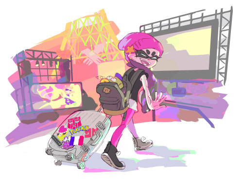 splatoonus:  SPOTTED: The Squid Sisters have returned home from their trip to perform at Japan Expo. Judging from the luggage tags, I’d say they’ve been having fun with Splatfest.    <3 <3 <3