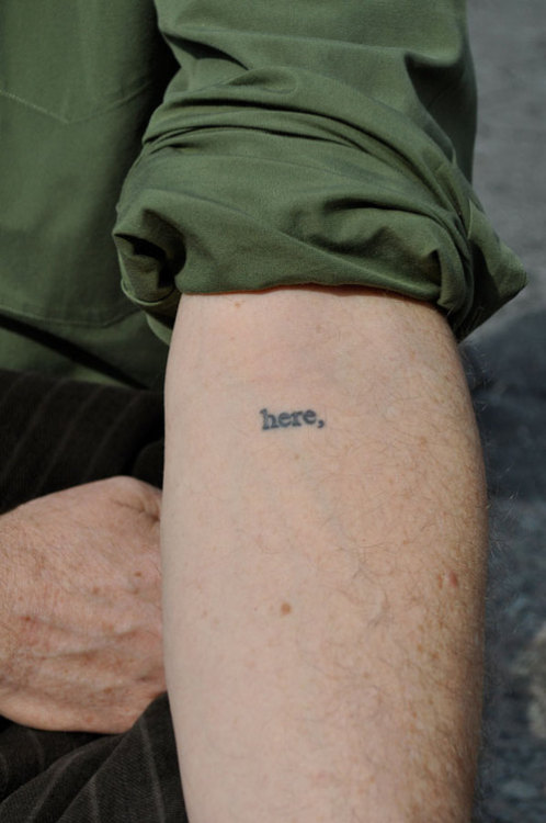 thehamsteroflife:  h-o-r-n-g-r-y:  di-stressing:  it’s a shame the original caption for this is gone bc it was a really nice story. An author decided he wanted his 2000-ish word essay tattooed onto people, but only one word per person, if someone was