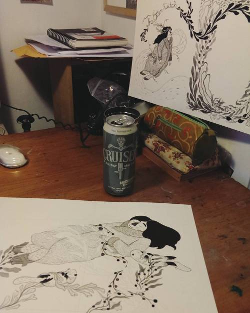 Ink & beer. Beer & ink. #illustration #zine #otterdays #ink #inking