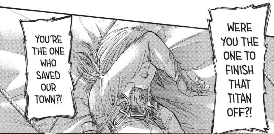 momtaku:  snkception:  No, but can I just flail about the politics of this some more? Because, okay, here we have the population being all dubious about the military and their motives:And then Rod Reiss looms over the wall in all his terrifying glory,
