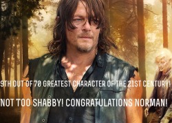 norman-reedus-gossip:  Daryl wins 9th place in The Greatest Character of the 21st Century! 9th out of 70. Wow! Congrats to Norman and as always, along Live Daryl Dixon!!!❤️❤️❤️❤️  ~~MOD~~ Yay 🎈🎈🎈🎈🎈
