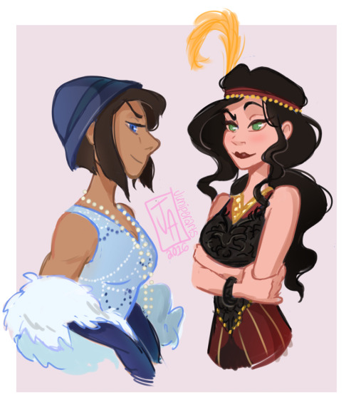 juniperarts:  Recently rewatched Legend of Korra and realized how much I miss this show.So here are my favorite ladies in some 20′s outfits.  Outfits in the second image are based on the ones in this post which were based of this piece of fanart 