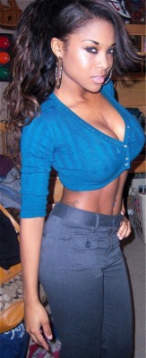 naked-african-girl:  Blue shirt