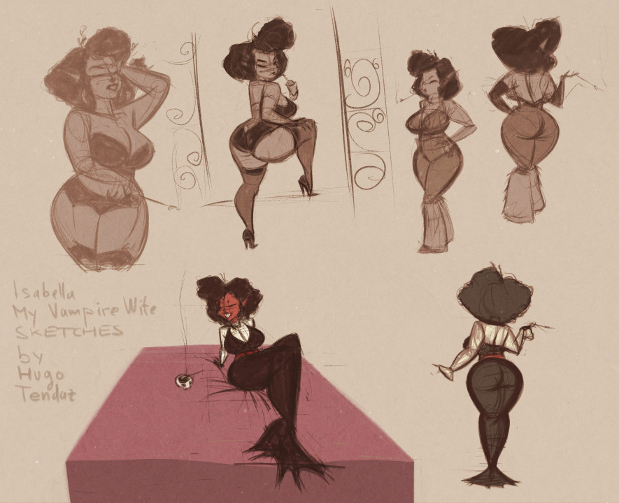   My Vampire Wife Isabella - sketches/thumbnails for future Cartoon PinUps.  Newgrounds