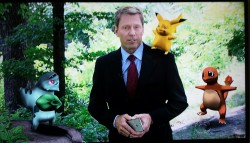 monkeysaysficus:  alecshmalec:  So the CBS evening news did a story on pokemon go, and unleashed these monstrosities upon the world.  Pekachoo, Bubasur, Carmanda 