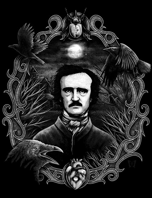 whitesoulblackheart:  Edgar Allan Poe by Carlos Blk ©FB / Behance / Instagram (Please leave links & credit … Ƹ̴Ӂ̴Ʒ) 