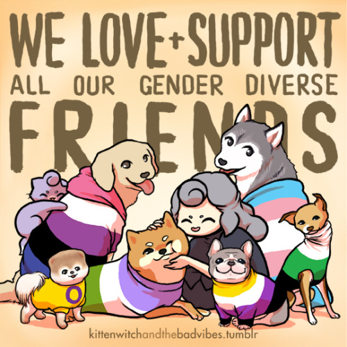 kittenwitchandthebadvibes:Sweaters: Knitted ✔Puppers: Petted ✔Gender Diverse Friends: PROTECTED ✔✔✔I