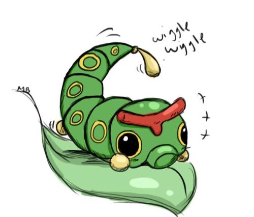 sketchydrawer:Caterpie is one of my fav pokemon. Probably cause it’s a cool looking bug, and I like 