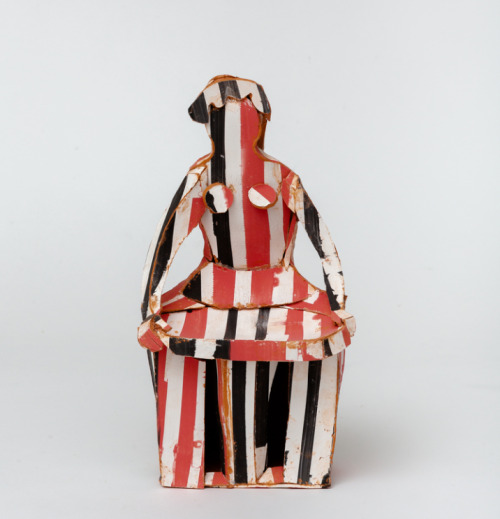 gentilfarfalletta:Ann Agee, Circus Madonna, Salt Cellar, 2019, Terra cotta, colored slips, red overg