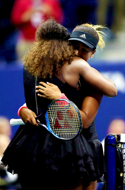 Naomi Osaka Of Japan Hugs Serena Williams Of The United States After Winning The Women’s Singles Finals