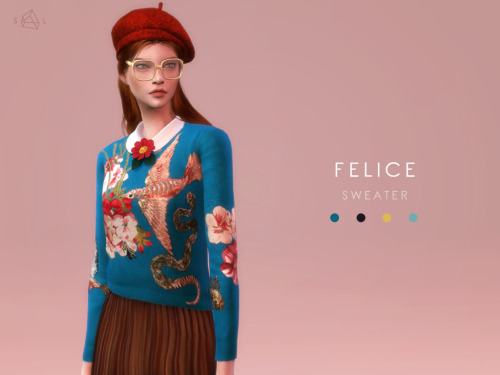 starlord-sims: Knit Top &amp; Accessory Collar Set - FELICE (Gucci) This set includes an embroid