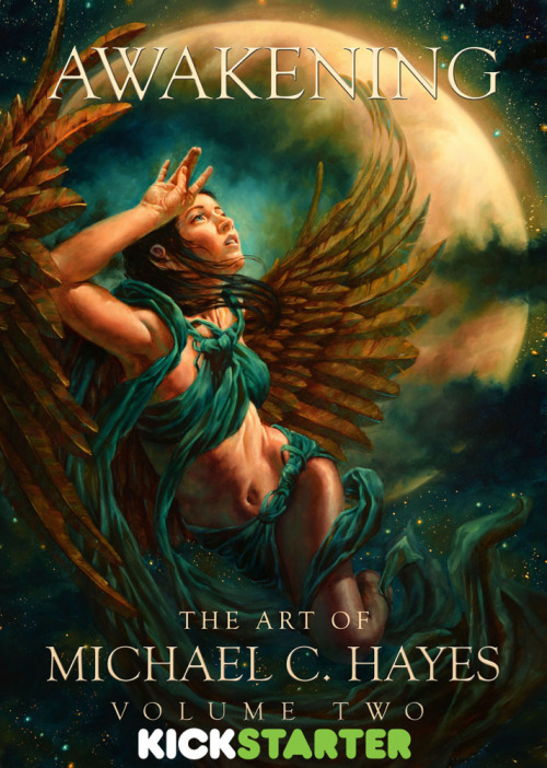 Awakening 2D traditional fantasy book cover illustration created by concept artist Michael Hayes of 