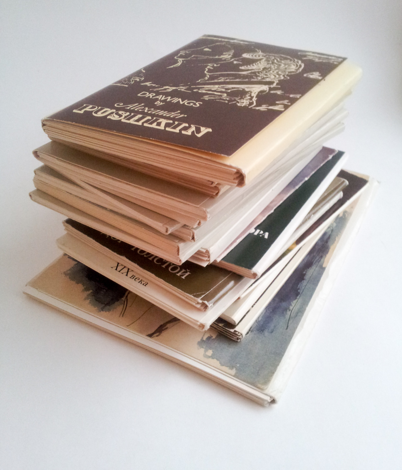 I have huge new stock coming in, my desk is swamped with postcards! I love it. :D This picture is the sets, half of them being Pushkin-themed or Pushkin-related. (Pushkin, the Russian poet.)
I will be adding sneak peeks of many sets in the next days,...
