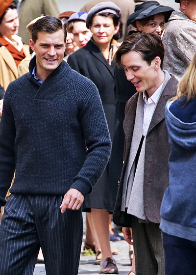 ohfuckyeahcillianmurphy:  Cillian Murphy and Jamie Dornan on the set of Anthropoid, August 16 2015 (