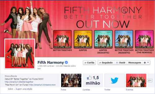 Jan 23, 2014: Fifth Harmony hits 1.5M likes on Facebook (40 days after hitting 1M)