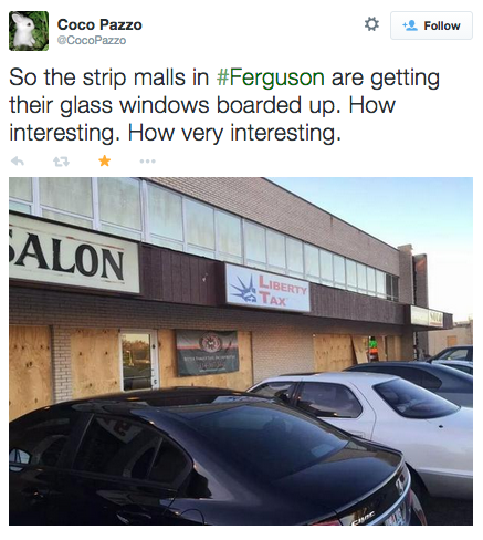 socialjusticekoolaid:   No Justice, No Peace (11.8.14): Businesses in Ferguson are boarding up in anticipation of a violent response when the non-indictment Darren Wilson is announced later this month. Meanwhile, STLPD, in collaboration with the National