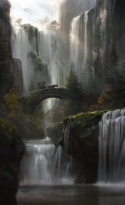 fantasy-art-engine:Waterfall by Jordi Gonzalez