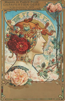 artnouveaustyle:  An advertisement for a wallpaper company (Charpentier-Deny) by Louis Théophile Hingre, 1890. Larger version. 