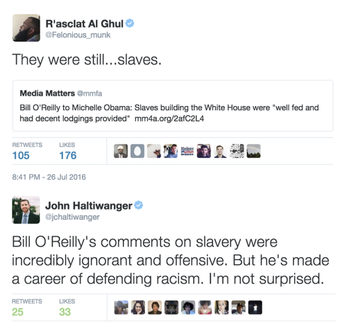 mediamattersforamerica: It’s 2016 and Bill O'Reilly does not understand what slavery means. Ho