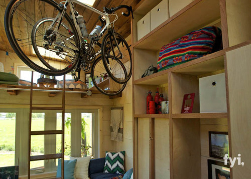 tinyhousetown:  A southwest styled tiny house on wheels with two lofts and bike storage 