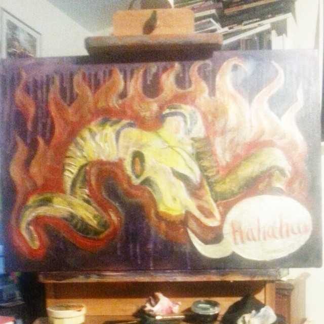 Another progess shot of the ramskull painting. Laughing while on fire just feels