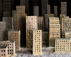 wacky-thoughts-blog:The Molding City The molding city is a photo installation from a swedish artist and theatre deisgner Johanna Mårtensson. It was built completley out of bread and then the artist just let it mold, and photographed the process.