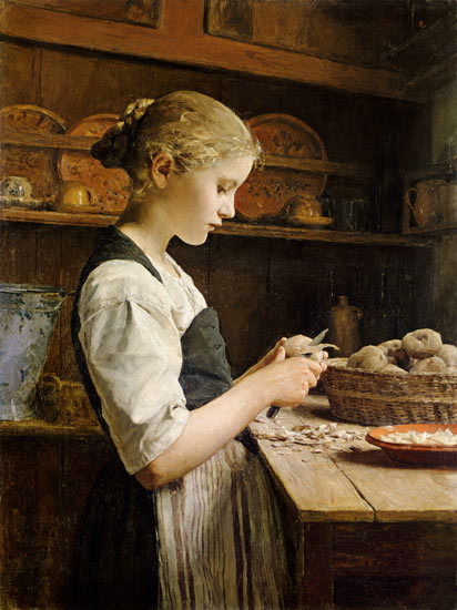 artist-anker: The Little Potato Peeler, 1886, Albert Anker