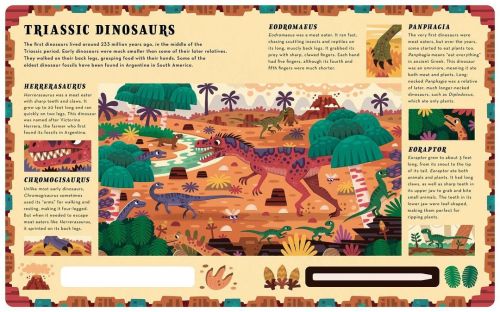 The first illustration of the Dinosaurs title features the fauna of the Triassic period #illustrati