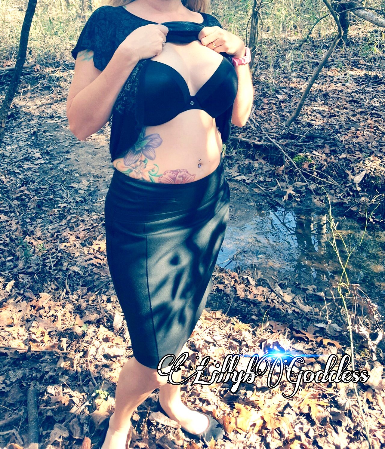 lillybgoddess:  want-2-shareher:  Hello gorgeous lady! I just had to participate today. This is an older set but i thought it worked perfectly for your theme. This is our forest behind our house. Stag and i took a walk. It was meant to get some good pics