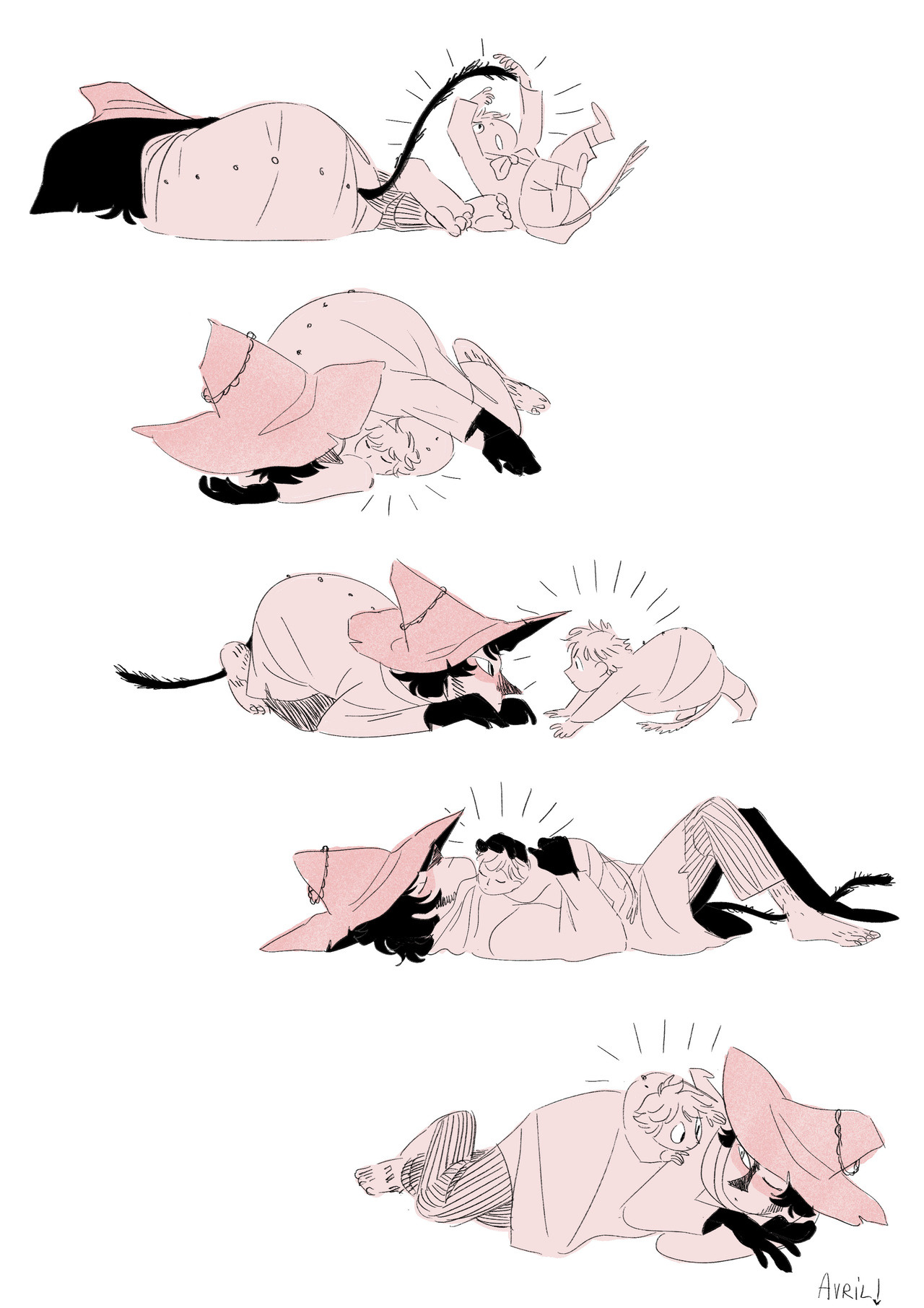 avril-circus:  A few doodles of cat dad &amp; son. Again. Sorry.