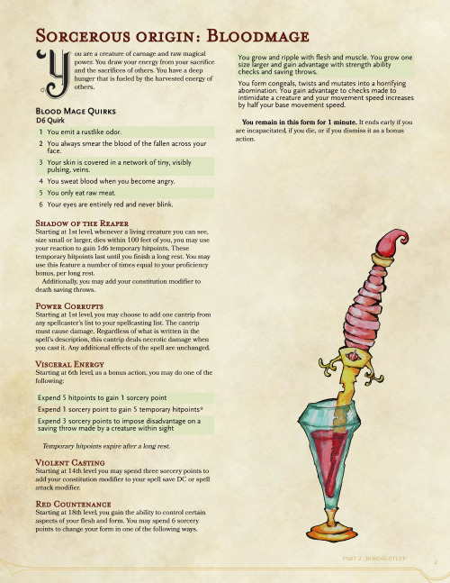 This is version 2 of the blood mage sorcerous origin i made for our home game. I tweaked some abilit