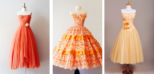 vintagegal:1950s Prom and Party Dresses: Orange