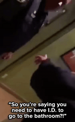 karnythia:  sleepydumpling:  the-awkward-turt:  theroguefeminist:  pustulus-maximus:  yarking:  micdotcom:  Watch: Viral clip shows a woman in genderless clothing being ejected from a ladies’ bathroom by the police.   I saw this tagged as transphobia